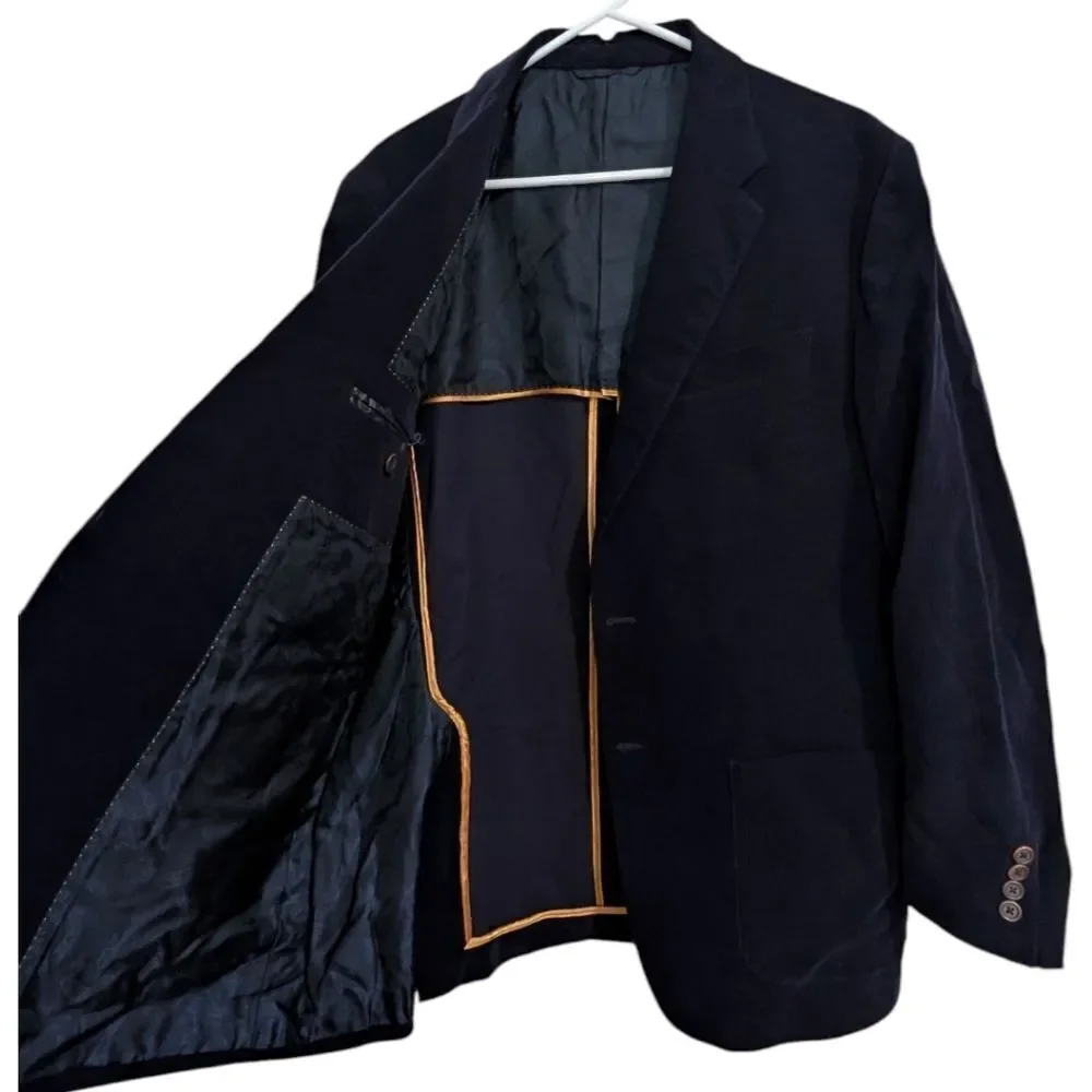 Robert Talbott Carmel Navy Pinwale Corduroy Two Button Sport Coat Blazer Mens XL